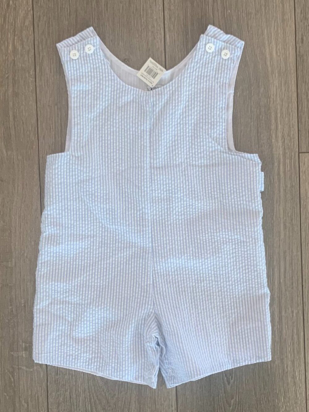 NWT MSC Toddler Boys 24M Blue Seersucker Shortalls Coverall Romper